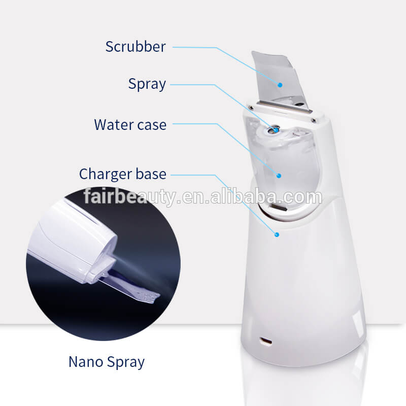 New Product Spatula Skin Scrubber With Spray Portable Ultrasonic Ultrasound Beauty device