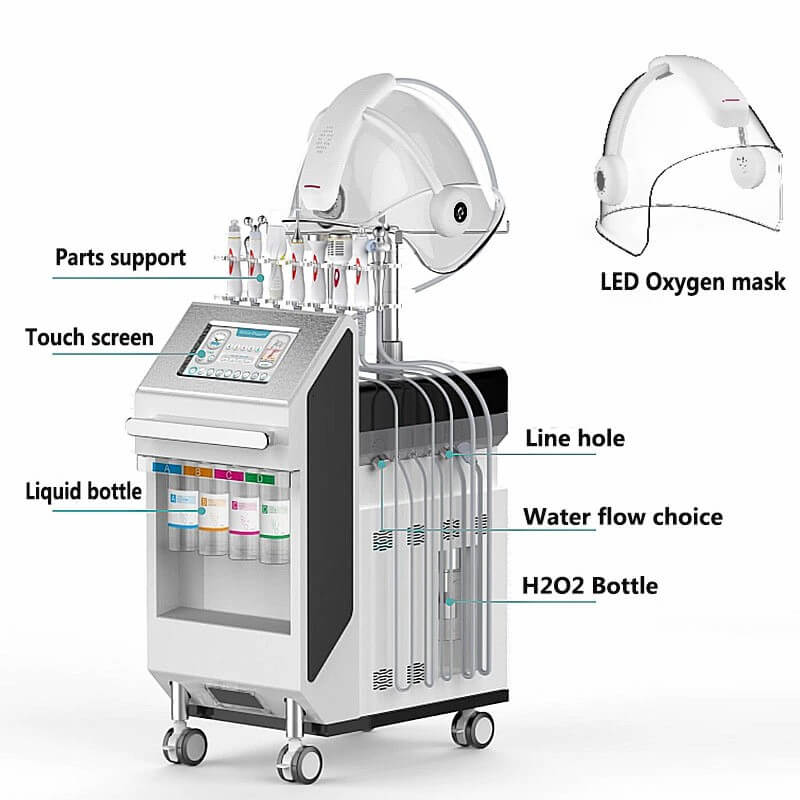 10 In 1 hydrafacial  hydro dermabrasion machine with led mask aqua peel Oxygen Deep Cleaning Super Bubble beauty equipment manufacturer